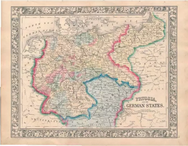 NORTHERN EUROPE -- Map / Prussia and the German States 1860