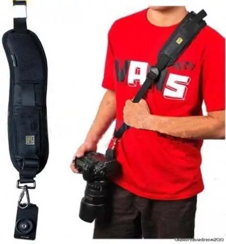 BW Quick Rapid Camera Shoulder Single Neck Sling Black Belt Strap for SLR DSLR