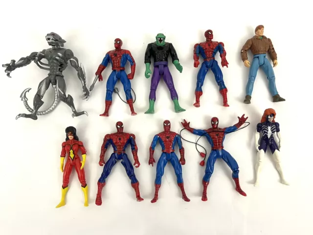 1994 Toy Biz Marvel Amazing Spider Man Lot (10): Peter Parker, Lizard Man