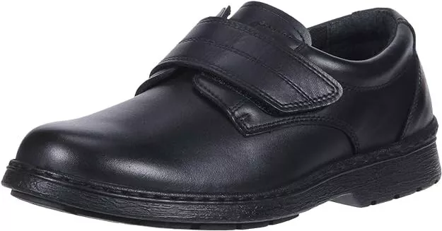 School Issue Boys Eddie Shoes, Black Leather, Size 3 1/2W Youth, NIB