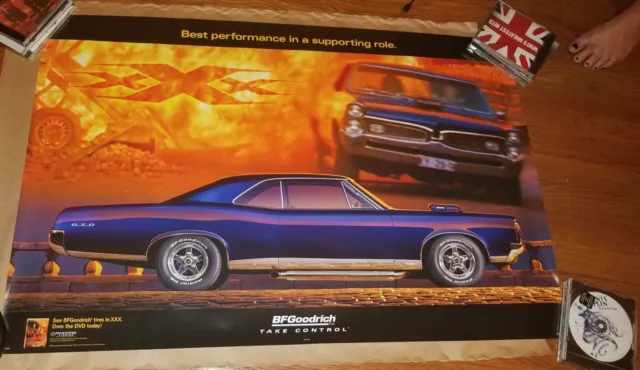 ORIGINAL BF GOODRICH SIGN BLUE 1967 GTO PONTIAC POSTER Gas and Oil New Large