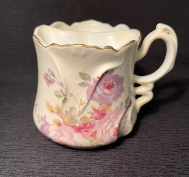 Vintage Nippon Porcelain Shaving Mug Mustache Cup Victorian Hand Painted Floral