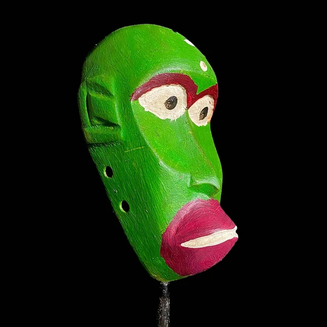 African Tribal Face Mask Wood Hand Carved Vintage Wall Hang Bobo Plank Mask-8044