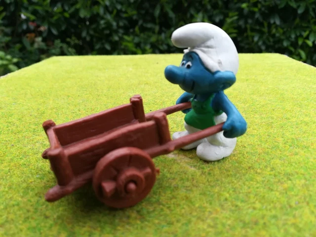 SCHLEICH 40206 GÄRTNER Schlumpf komplett mit Schubkarre von 1982