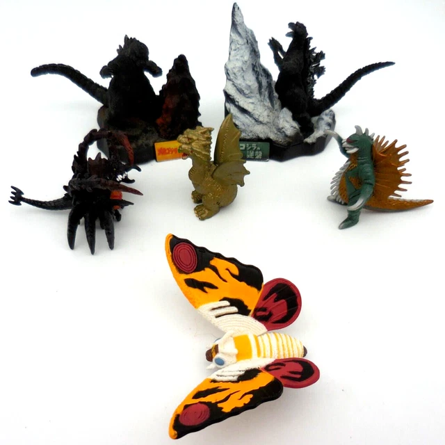 Lot of 6 GODZILLA 2-3" Figures 1955 & 1975 Dioramas, Pack of Destruction Bandai