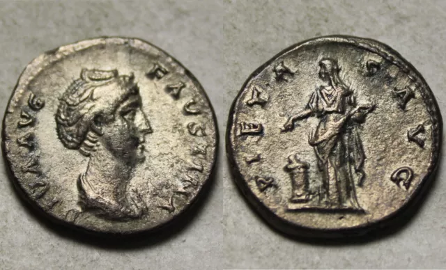 Rare Genuine Ancient Roman silver coin denarius DIVA Faustina wife A Pius Pietas