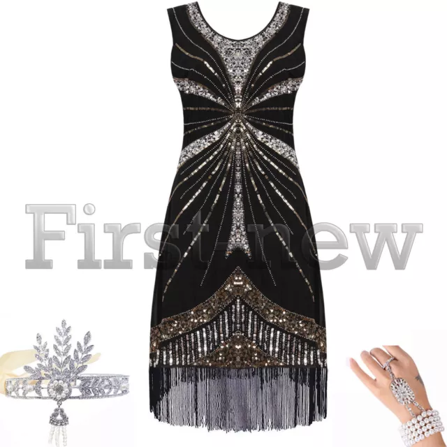 20s Gatsby Charleston Art Deco Sequins Fringe Tassel Dresses 1920s Flapper Dress