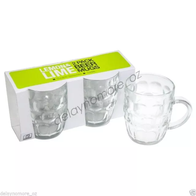 4 x 530ml Glass Beer Mug w/Handle Tankard Vodka Whiskey Wine Bar Mugs Party VIC 2