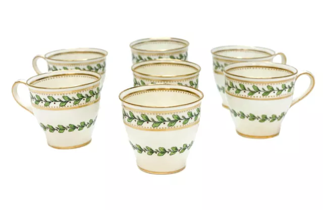 7 Minton England for Tiffany Porcelain Demitasse Cups  Leaf & Vines