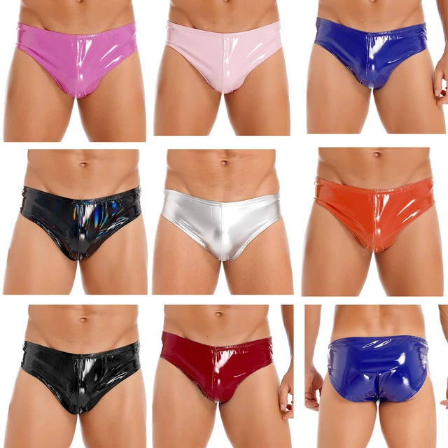US MENS SHINY Briefs Hot Panties Underwear Wet Look Patent Leather