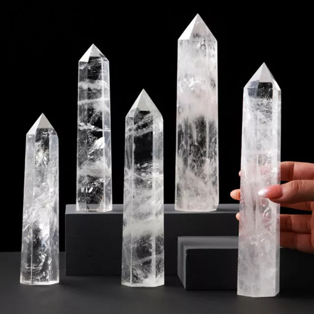 Large 240G Clear Clear Quartz Obelisk Crystal Point Tower Decoration 14-15cm