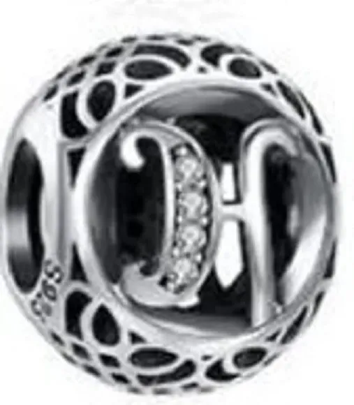 New Sterling Silver Pandora Initial Alphabet Letter H Charm Bead  w/pouch
