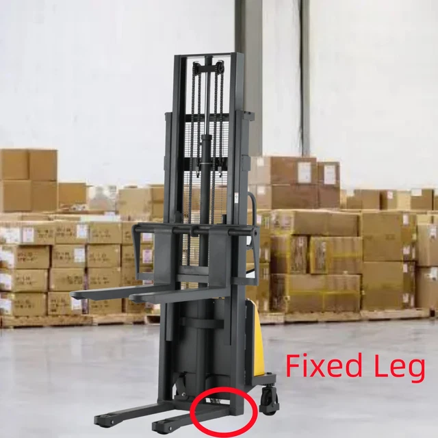 3300 lbs Load Cap. Semi Electric Pallet Stacker with 118" Fixed Leg, Walkie