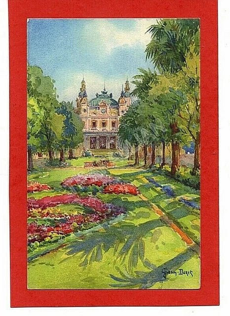 cpa Monaco MONTE CARLO - Le Casino et les Jardins - illustrator Gioan Duret