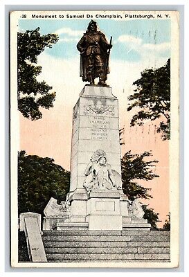 Vintage Postcard New York, Samuel De Champlain Monument, Plattsburgh NY