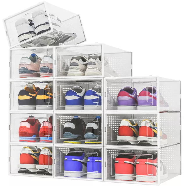 Lot de 12 boîtes à chaussures empilables 33,5x23x14,5 cm, rangement pour chaussu