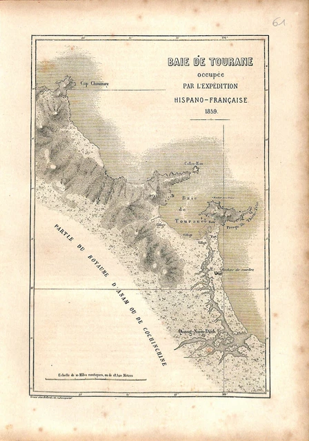 Map of the Kingdom of Annam Vietnam Cochinchina Tonkin Protectorate ENGRAVING 1860
