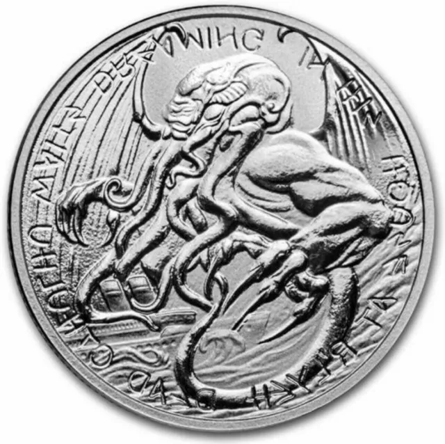 2021 Tokelau 1 oz 2 NZD The Great Old One Cthulhu Silver Coin. In capsule.