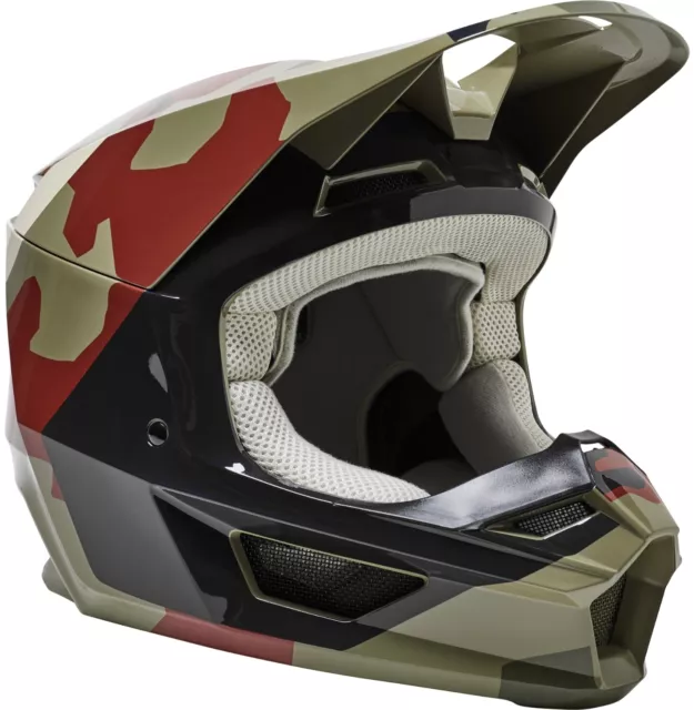 Fox Racing V1 BNKR Youth MX Offroad Helmet Green Camo MD
