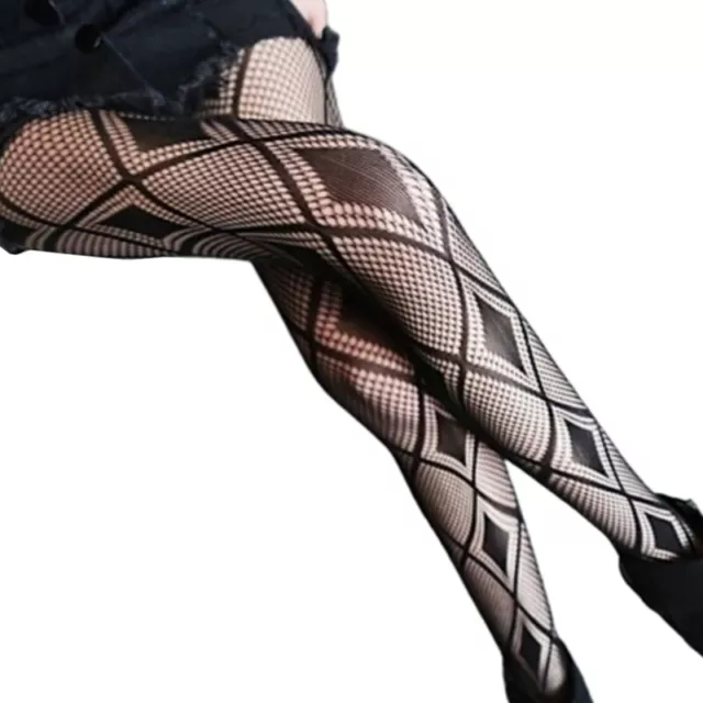 Women for Fishnet Pantyhose Gothic Rhombus Patterned Mesh Tight