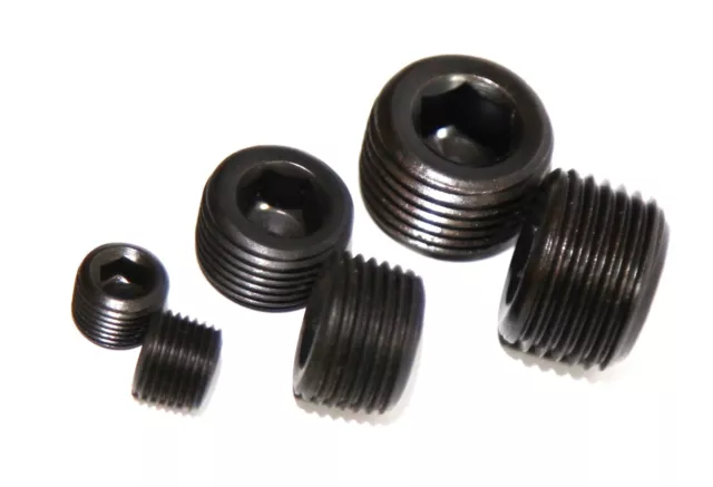 BLACK Steel Engine Block Intake Manifold Plug Kit 1/2"NPT+1/8"NPT+3/8"NPT COMBO