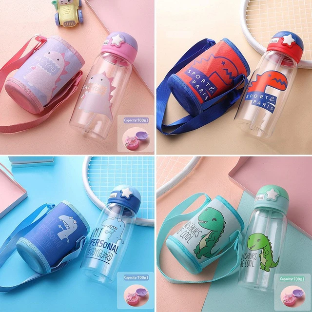 Pajitas con bolsa biberones de agua para bebé tazas de alimentación tazas de paja correa para el hombro