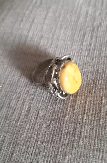 Vintage Ring in 900er Silber mit Bernstein Butterscotch