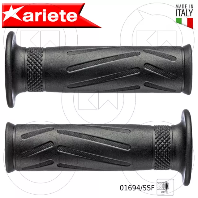 Coppia Manopole Forate Nere Ariete Sport Road Grips Per Scooter Moto Yamaha