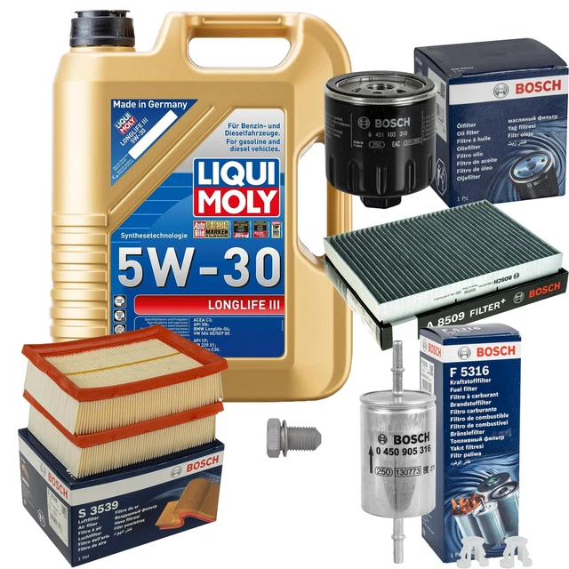BOSCH Inspektionspaket 6 L Liqui Moly Longlife 3 5W-30 Für