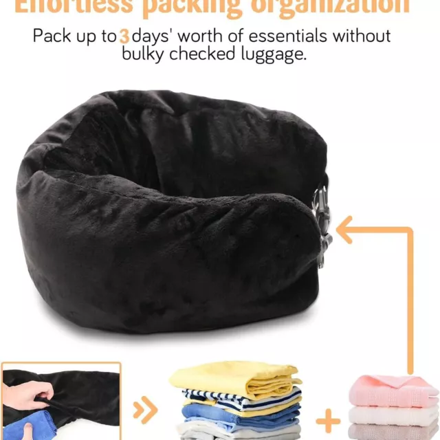 Stuffable Travel Pillow For Extra Luggage Velvet Travel Neck Pillow Storage Bag