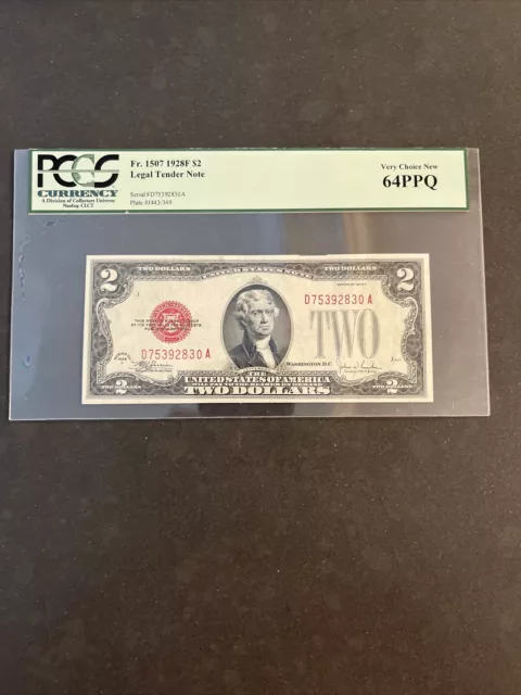 1928F $2 Legal Tender/US Note PCGS 64PPQ DA Block Fr. 1507