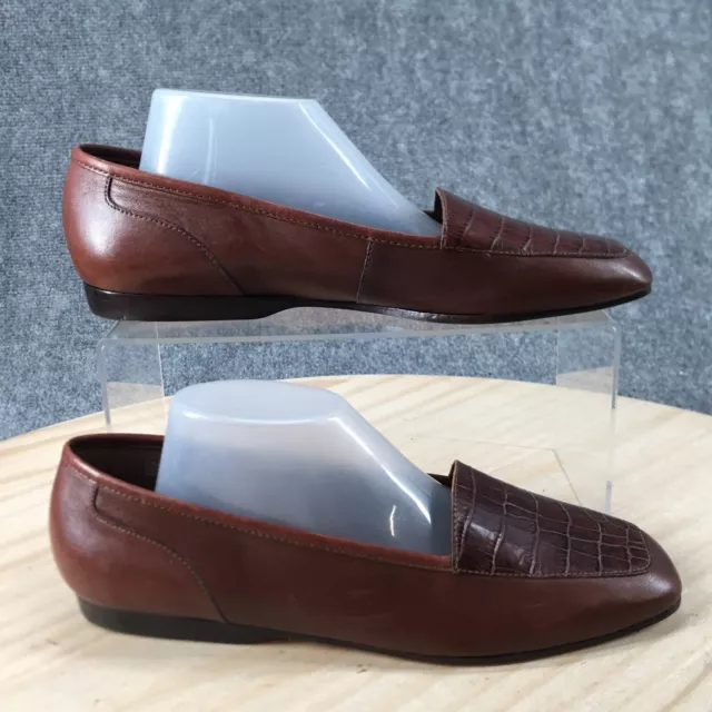 Enzo Angiolini Shoes Womens 7.5M Square Toe Casual Loafers Brown Leather Slip On