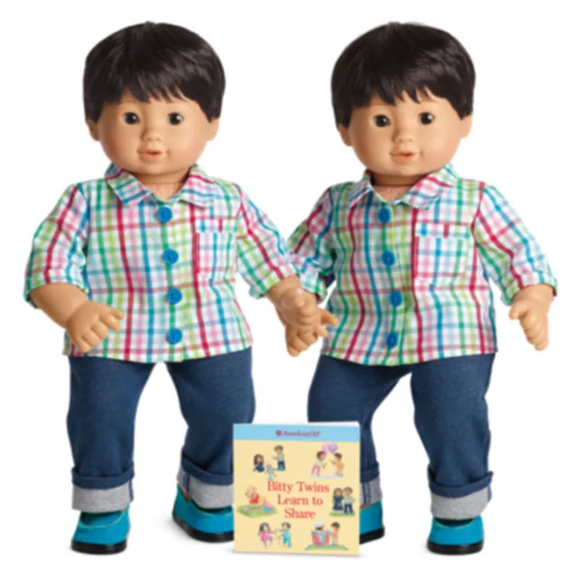 American Girl Bitty Twins Asian Boys set NEW box   brown hair