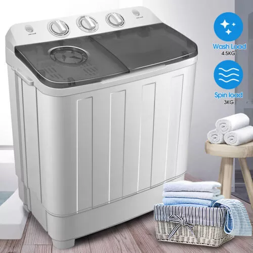 7.5kg Portable Washing Machine Compact Mini Twin Tub Laundry Washer Spin Dryer