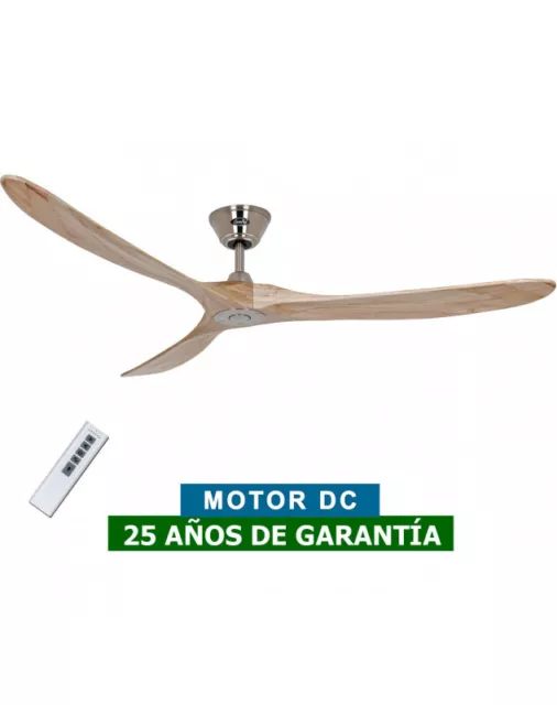 Ventilador De Techo CasaFan 318016 ECO GENUINO 180cm Madera Maciza Natural/Cromo