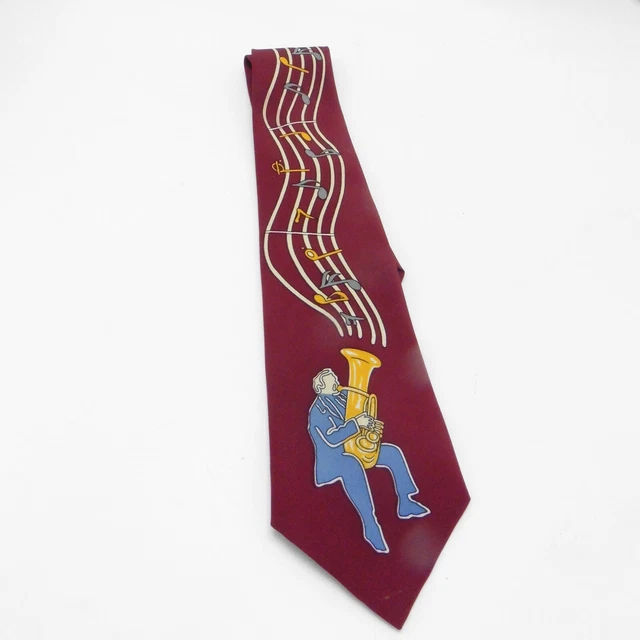 Vintage Men's Enigma Necktie Trombone Player Musician Musical Symbols Tie