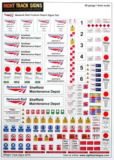 00 gauge Network Rail Custom Maintenance Depot Signs, model railway signs