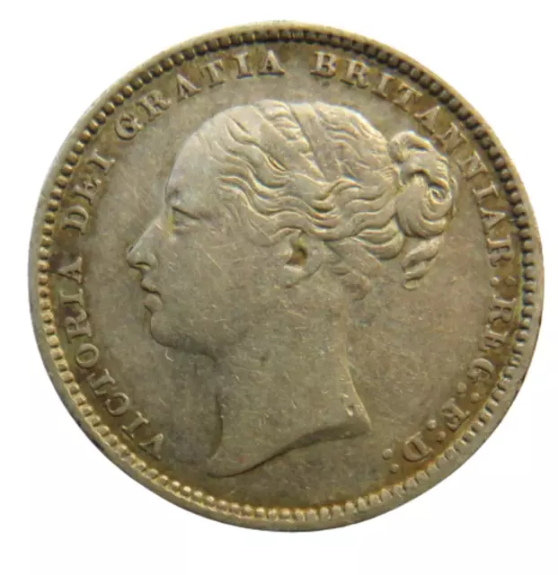 1883 Queen Victoria Young Head Silver Shilling Coin - Great Britain