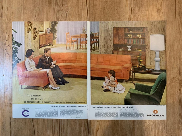 Magazine Ad* - 1961 - Kroehler Furniture - (two-pages) - Mid Century Modern