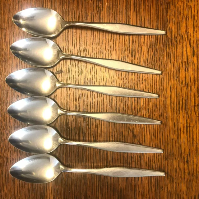 Oneida Wm A Rogers Premier Stainless Windrift Set of 6 Spoons Flatware
