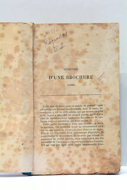 Livre Ancien Rogeard Les Propos De Labienus Histoire D'une Brochure 1870