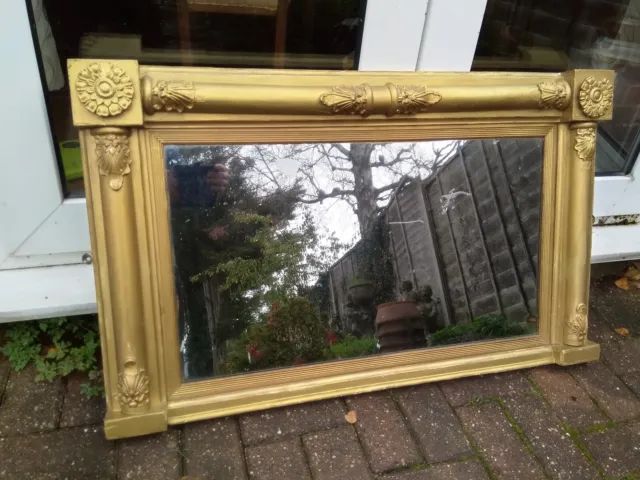 An Antique Regency Solid Wood Gilded Original Pier Mirror c. 1800-30 39" Long.