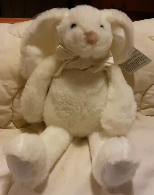 Doudou peluche Lapin Blanc 25 Cm Nœud Papillon Atmosphèra For The Kids