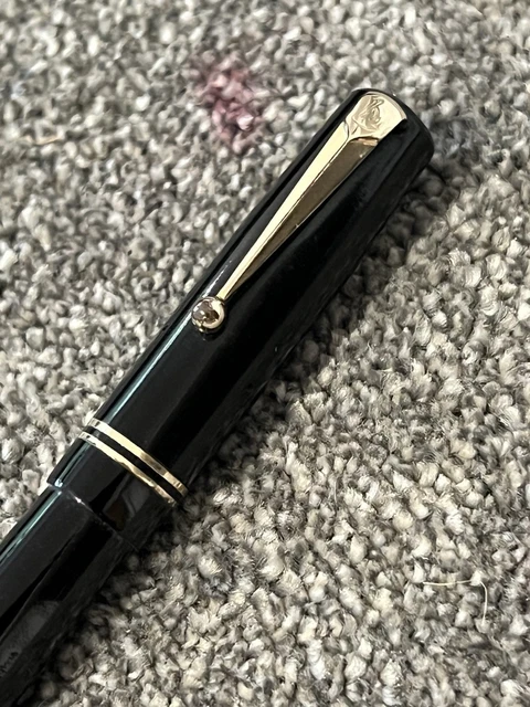 VINTAGE SWAN MABIE TODD FOUNTAIN PEN-BLACK GT-14Ct GOLD SWAN 2 NIB