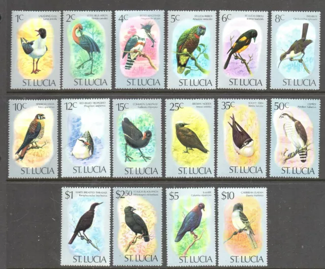 Stamps. British Colonies St. Lucia - 1976/79 Birds - Set 16v - SG415/430 - U/M
