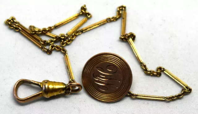 Antique 10K Rose Gold Fob Pocket Watch Chain