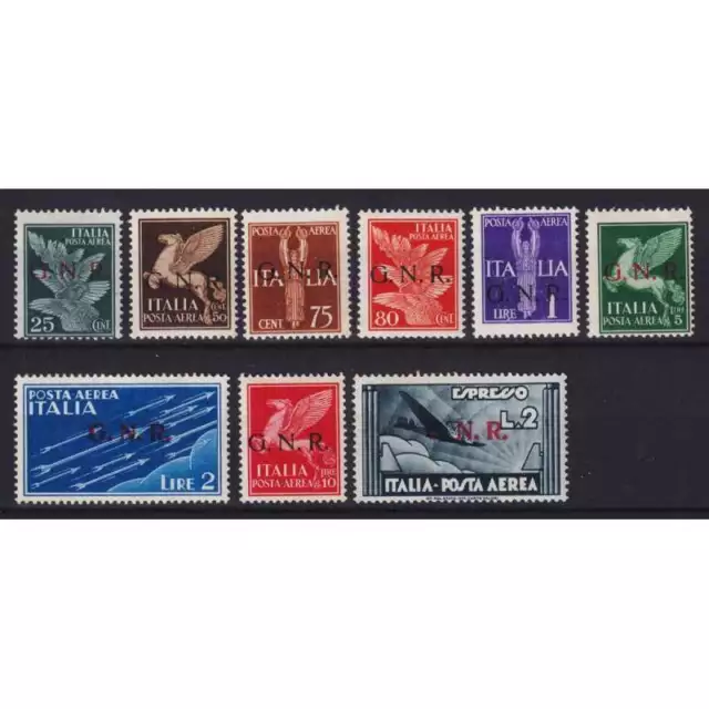 R.s.i.1944 Posta Aerea Serie Cpl Gnr Verona 9 V. N.117-125 G.i Mnh** Cert.