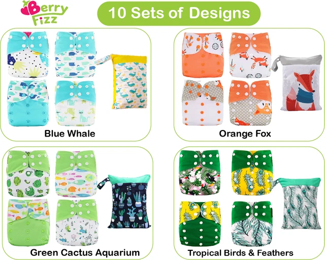 14pc Full Set Pocket Cloth Diaper Microfleece diapers Wet bag Diaper Liner Gift 4