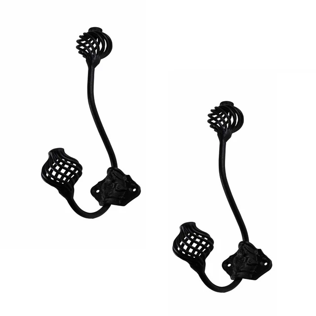 Double Hook Wrought Iron Black Birdcage 8" Pack of 2