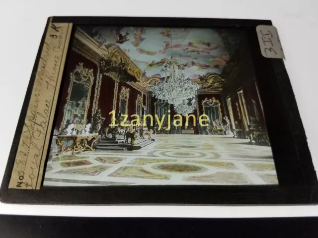 IIE HISTORIC Magic Lantern GLASS Slide SPAIN MADRID LOYAL PALACE THRONE ROOM